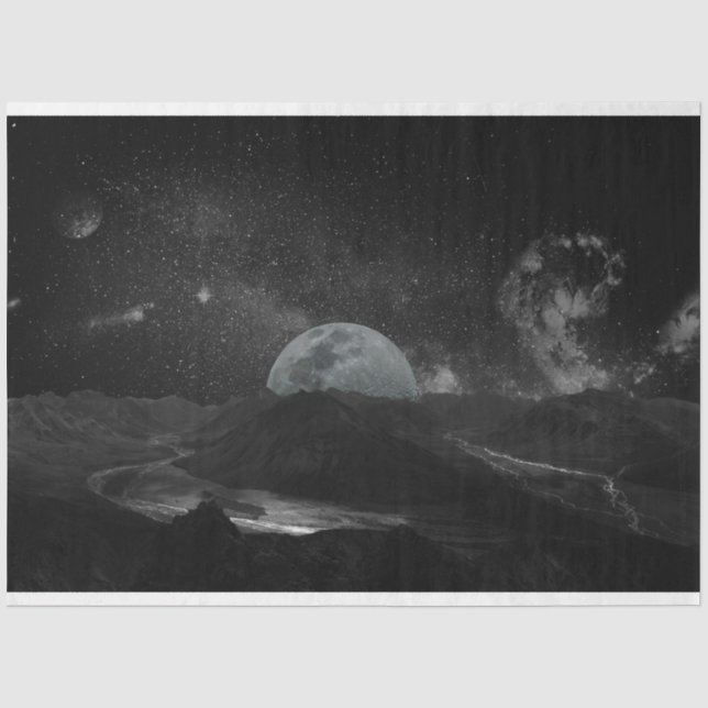 Mousseline papier de tissu de l'univers de la lune (Recto)