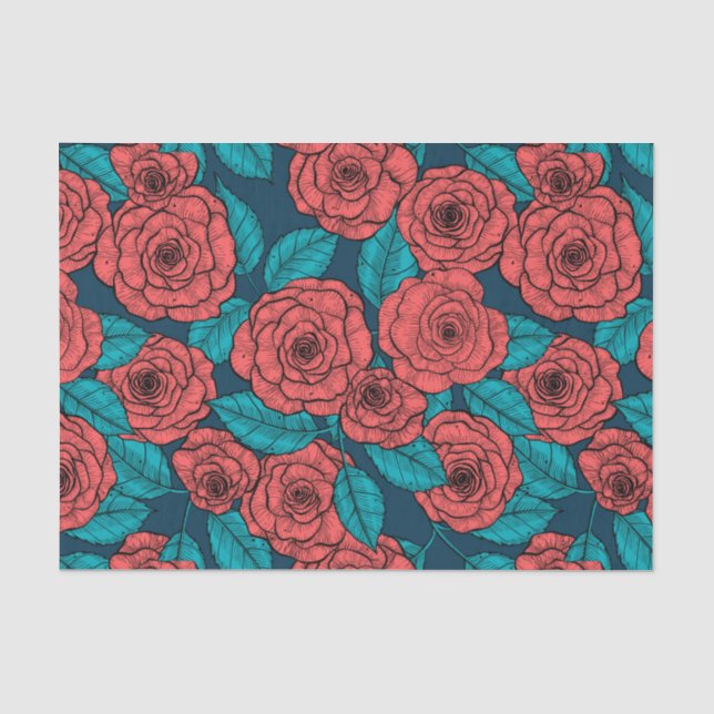 Mousseline Papier de tissu de roses rouges (Recto)