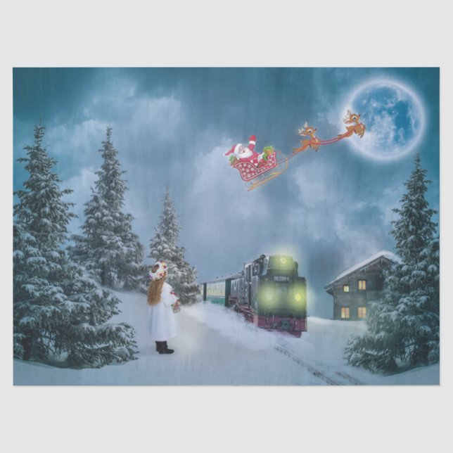 Mousseline papier de tissu de train de noël (Recto)