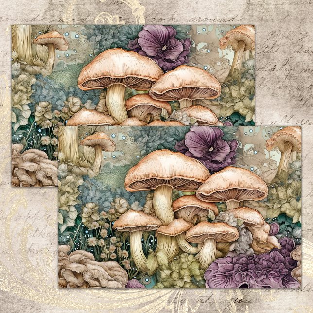 MOUSSELINE PAPIER DE TISSU DÉCOUPAGE DES SALLES DE MUSÉE SAUV (WILD MUSHROOMS DECOUPAGE TISSUE PAPER)