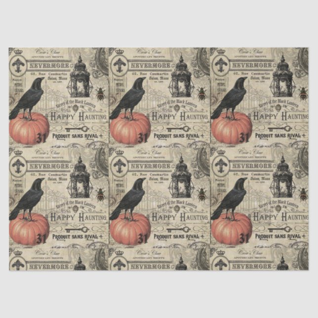 Mousseline Papier de tissu d'Halloween Vintage (Recto)