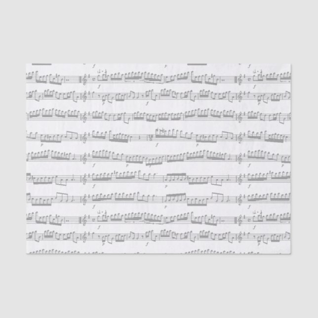 Mousseline papier de tissu feuille de notes de musique gris f (Recto)