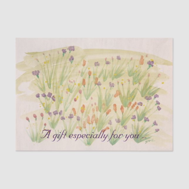 Mousseline Papier de tissu floral d'aquarelle (Recto)