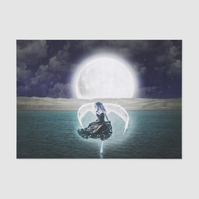 Mousseline papier de tissu goth moon angel (Recto)