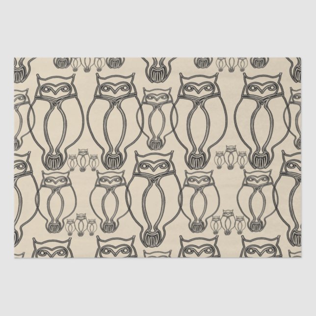 Mousseline Papier de tissu motif de hibou (Recto)