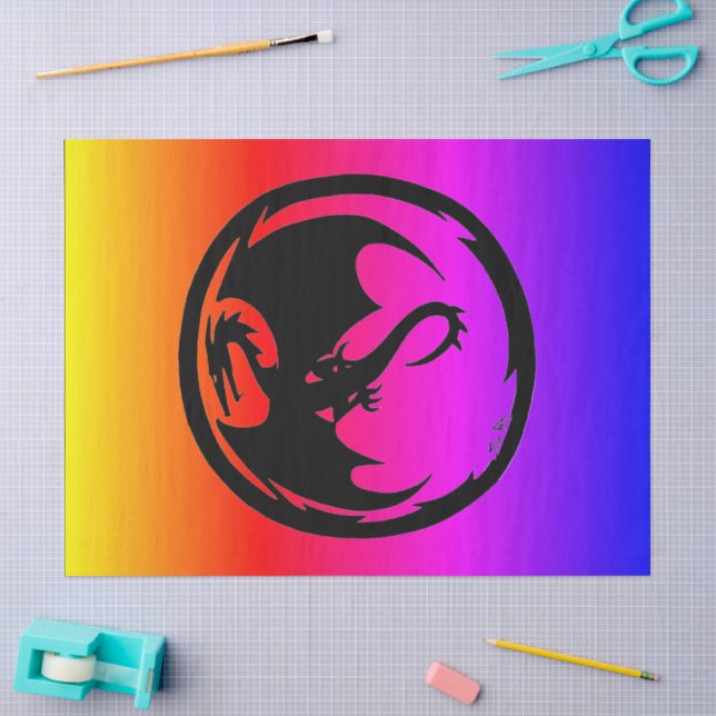 Mousseline Papier de tissu noir Dragon (Artisanat)