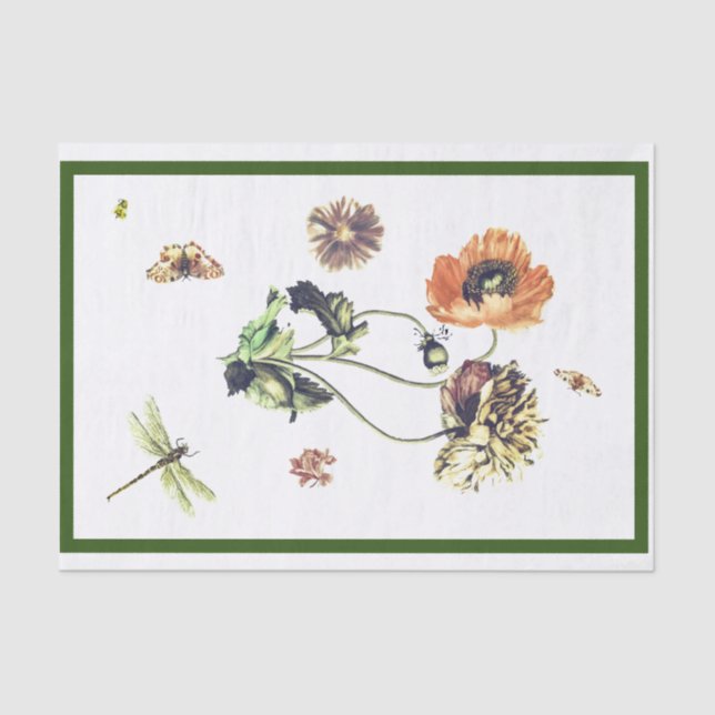 MOUSSELINE PAPIER DE TISSU PERSONNALISÉ ET INSECTES (Recto)