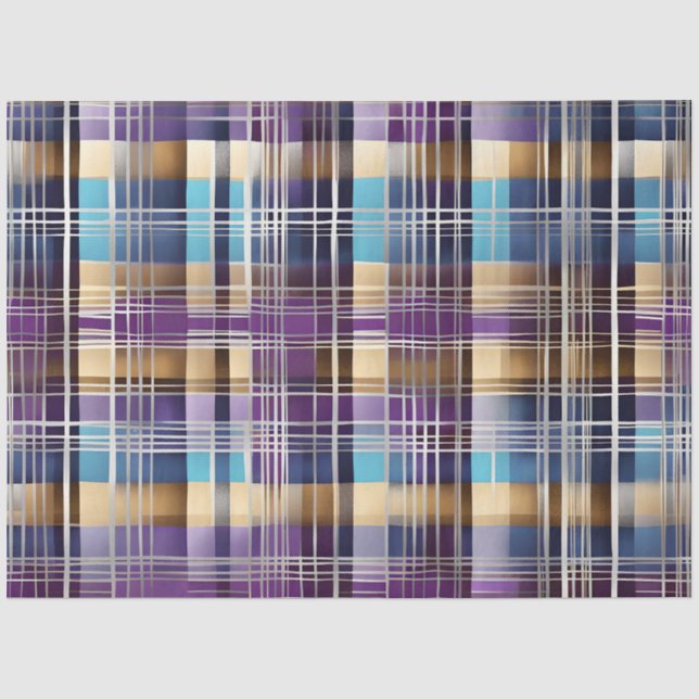 Mousseline Papier de tissu plaid abstrait (Recto)