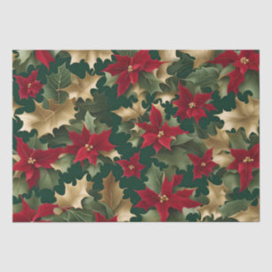 Mousseline papier de tissu poinsettias galore
