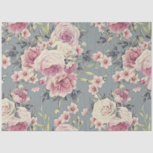 Mousseline papier de tissu rose roses