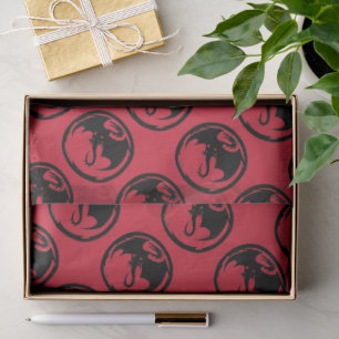 Mousseline Papier de tissu rouge Black Dragon moyen