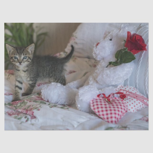 Mousseline papier de tissu valentine kitten (Recto)