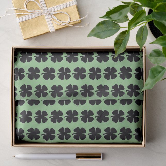 Mousseline Papier de tissu vert Clocher noir (Cadeau)