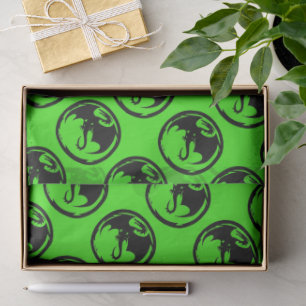 Mousseline Papier de tissu vert Dragon noir moyen