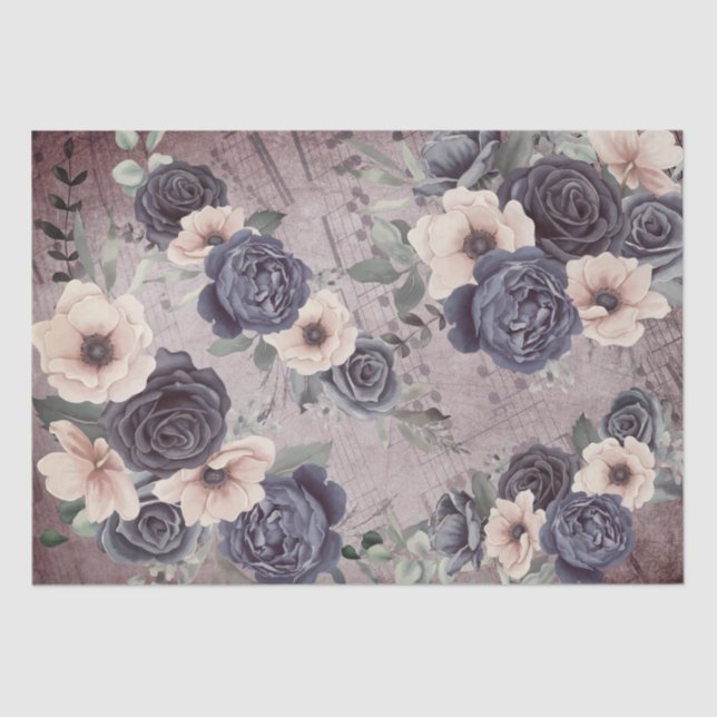 Mousseline papier de tissu vintagémique et fleuri (Recto)