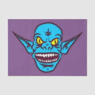 Mousseline papier de tissu zombie troll bleu