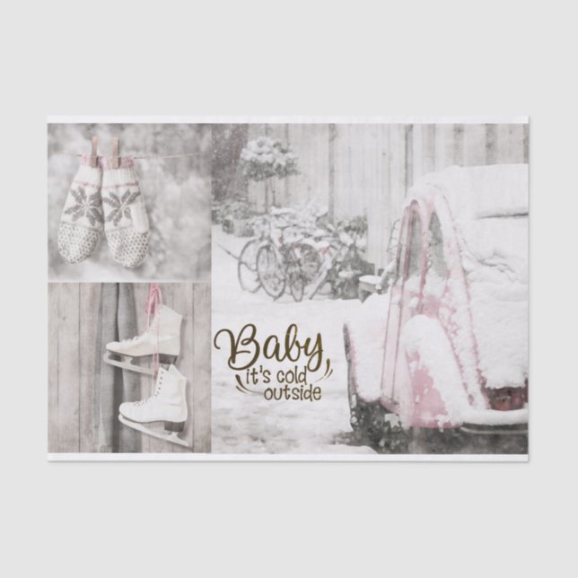 Mousseline Papier de tissus (2) Bébé Il fait froid dehors (Recto)