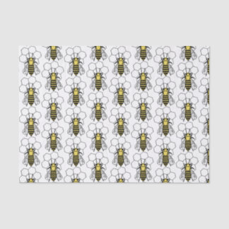 Mousseline Papier de tissus - Abeilles jaunes et noires