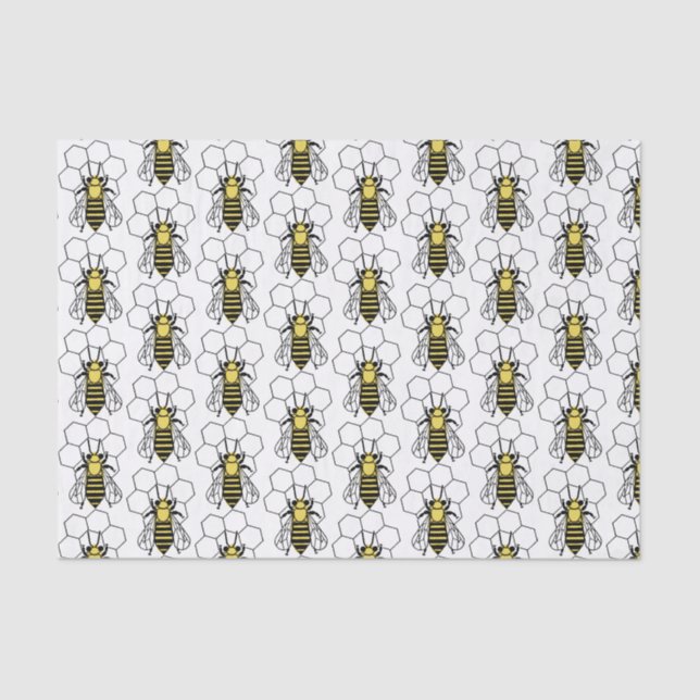 Mousseline Papier de tissus - Abeilles jaunes et noires (Recto)