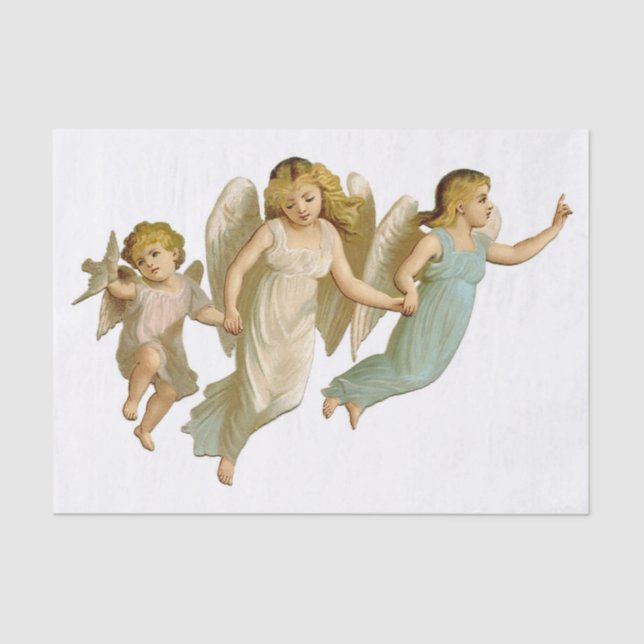 Mousseline Papier de tissus ANGES ENFANTS EN VOL (Recto)