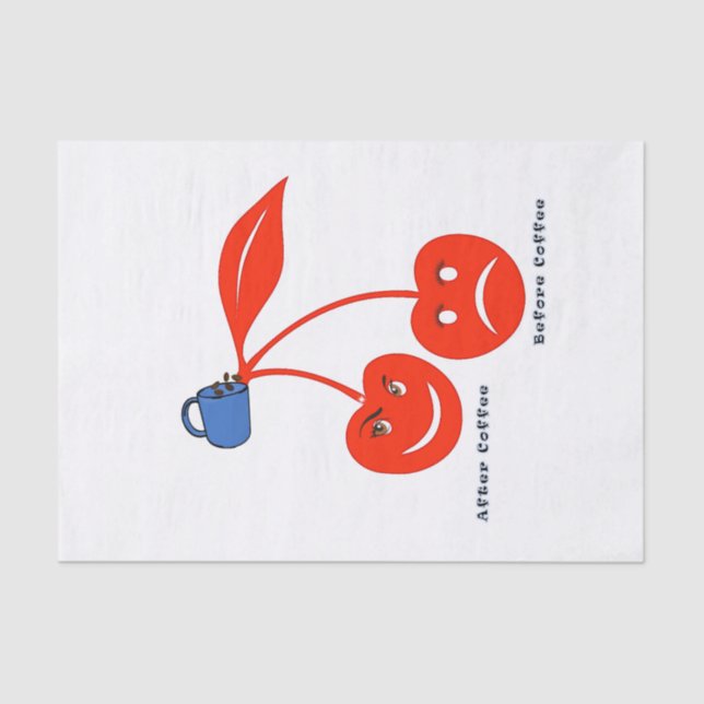 Mousseline Papier de tissus avant et après Cerises de café (Recto)