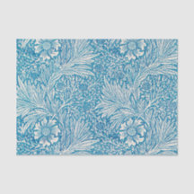 Papier de tissus bleu ivoire William Morris Floral