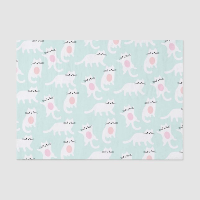 Mousseline Papier de tissus Blue Kittens (Recto)