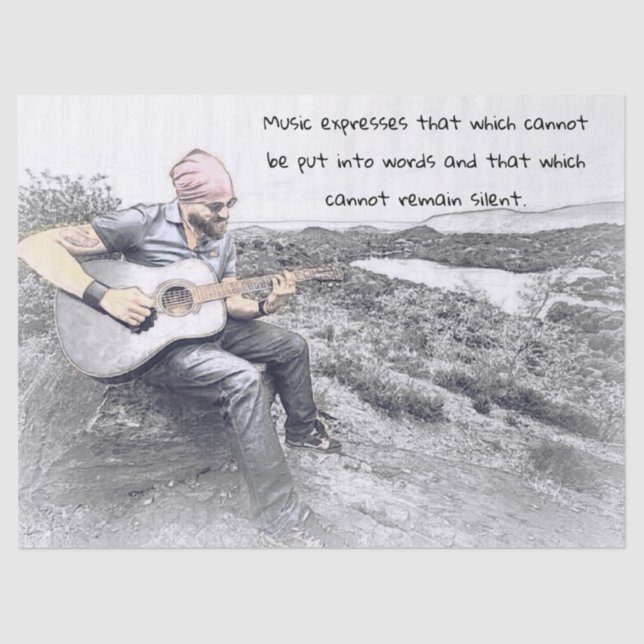 Mousseline Papier de tissus cadeau avec musicien (Recto)