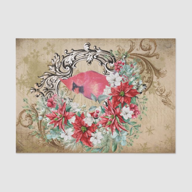 Mousseline Papier de tissus cardinal de Noël (Recto)