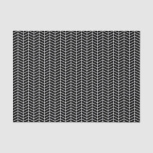 Mousseline Papier de tissus Chevron - Blanc sur noir