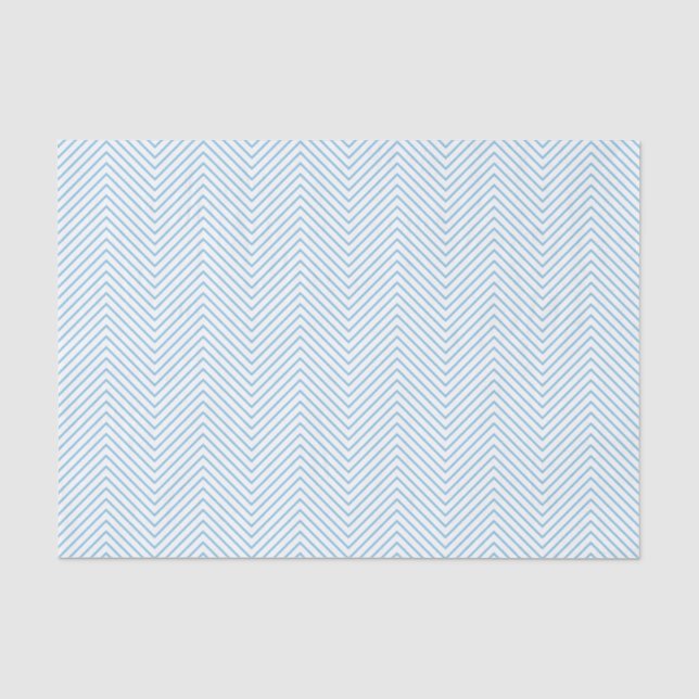 Mousseline Papier de tissus Chevron Line - Bleu clair sur bla (Recto)