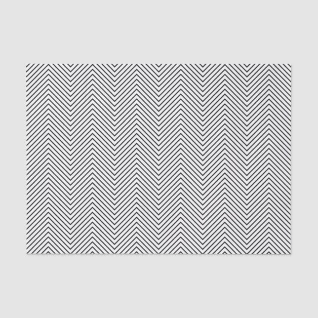 Mousseline Papier de tissus Chevron Line - Noir sur blanc (Recto)