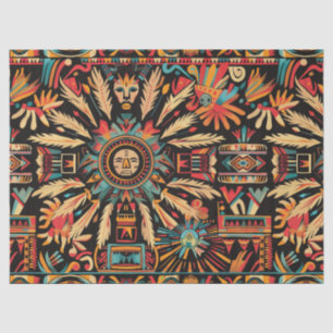 Mousseline Papier de tissus Cyan "Aztec Dream"