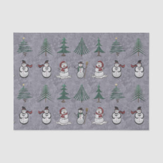 Mousseline Papier de tissus de Noël Arbres et Snowmen
