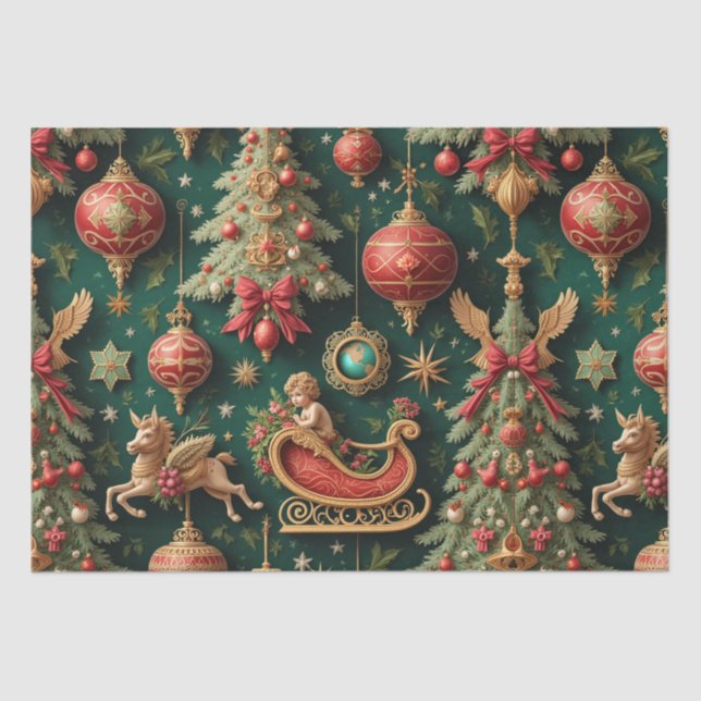 Mousseline Papier de tissus de Noël baroque (Recto)