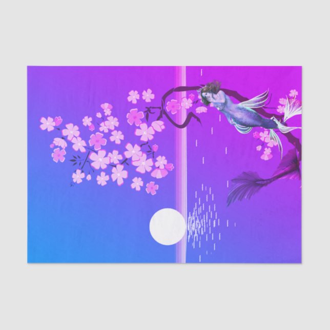 Mousseline Papier de tissus de sirène et de lune (Recto)