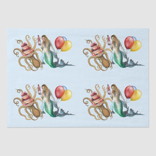 Mousseline Papier de tissus de sirène et de pieuvre (Recto)