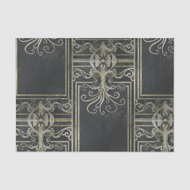Mousseline Papier de tissus d'Eldrich (noir et or) (Recto)