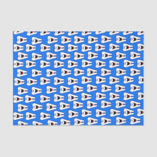 Mousseline Papier de tissus Dents Bleus Dentistes (Recto)