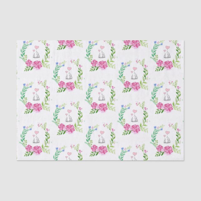 Mousseline Papier de tissus Eléphant floral (Recto)