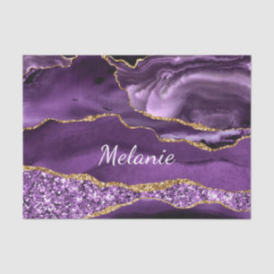 Mousseline Papier de tissus en marbre d'or pourpre avec nom p