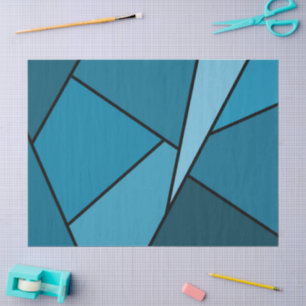 Mousseline Papier de tissus en polygones Turquoises Abstraits