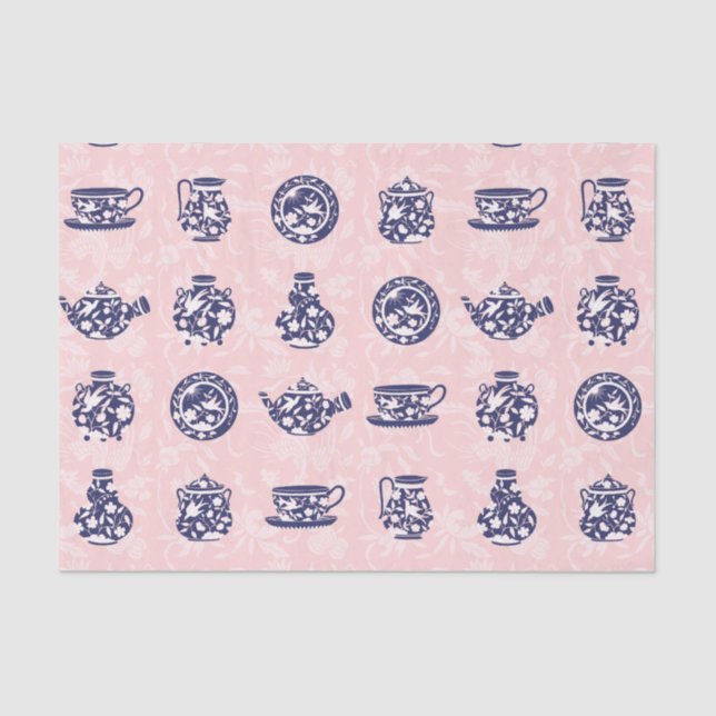 Mousseline Papier de tissus en porcelaine bleu chinois (Recto)