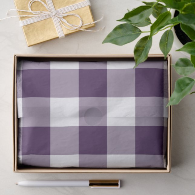 Mousseline Papier de tissus En vichy violet blanc (Cadeau)