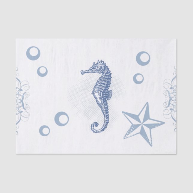 Mousseline Papier de tissus Enveloppement Seahorse Ocean Beac (Recto)