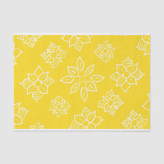 Mousseline Papier de tissus floraux jaune Batik