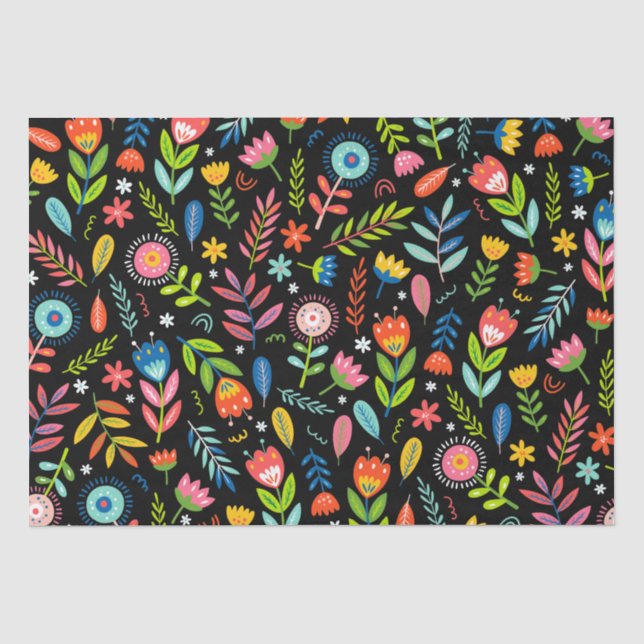 Mousseline Papier de tissus floraux mexicain (Recto)