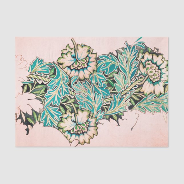 Mousseline Papier de tissus FLORAUX William Morris PINK (Recto)