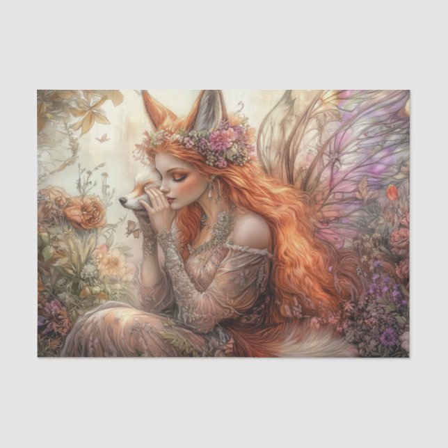 Mousseline Papier de tissus foliés Fox (Recto)