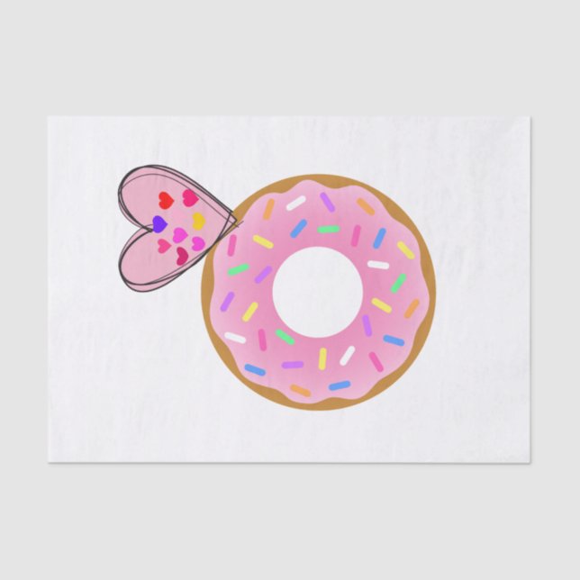 Mousseline Papier de tissus Fraise Donut Coeur rose (Recto)